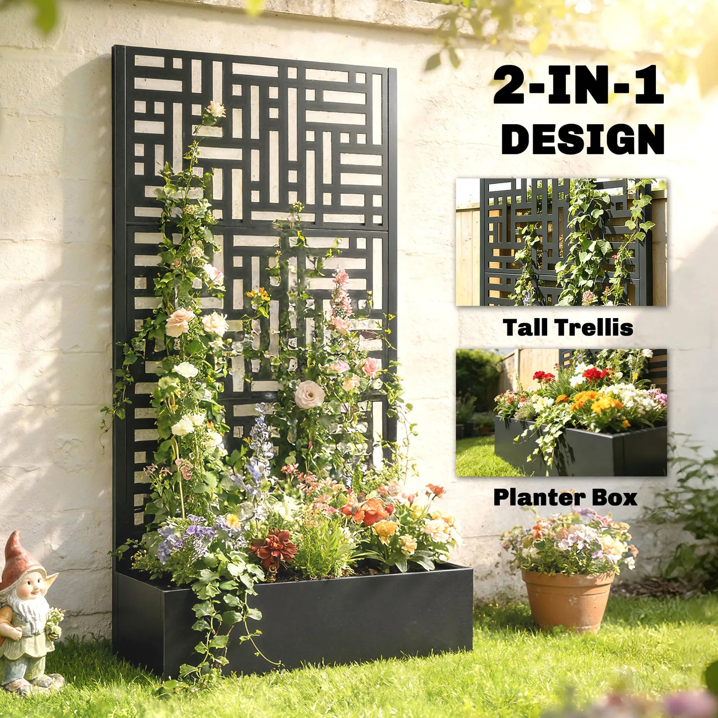Galvanised Raised Garden Bed With Trellis, 71" Tall Metal Planter Box Galvanized Planter Boxes at Gallery Canada