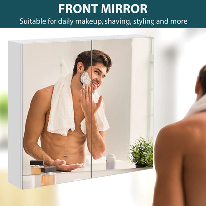 Wall Mounted Mirror Cabinet, Bathroom Medicine, 2 Doors, 3-Tier Shelving, White Mirror Medicine Cabinets at Gallery Canada