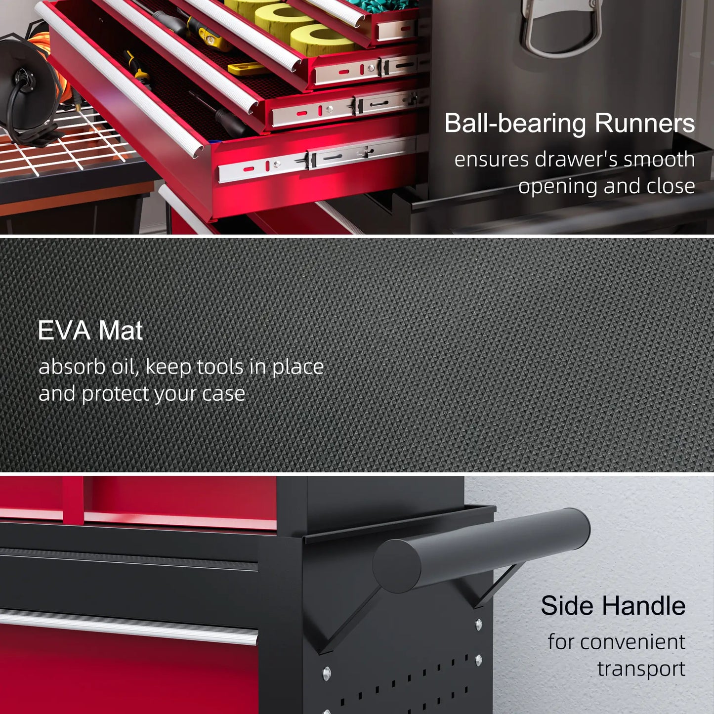 14 Drawer Rolling Tool Chest, Lockable Storage Cabinet, Detachable Top Toolbox, Red Tool Organizers at Gallery Canada