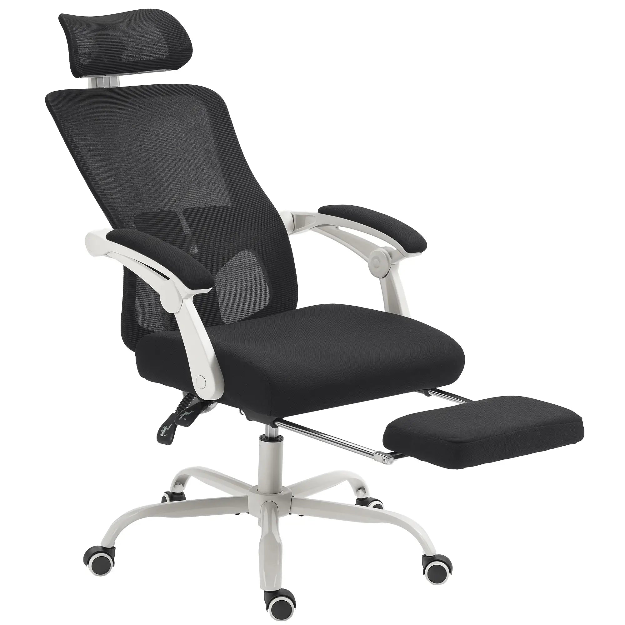 Ergonomic Office Chair, Mesh Reclining Desk Chair, Adjustable Lumbar Support, Headrest, Black Office Chairs at Gallery Canada