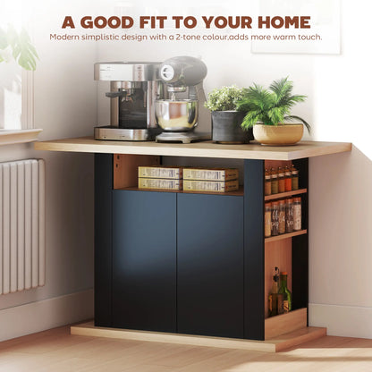 Kitchen Island Dining Table, 4-Door Cabinet, Black Kitchen Islands & Kitchen Carts at Gallery Canada