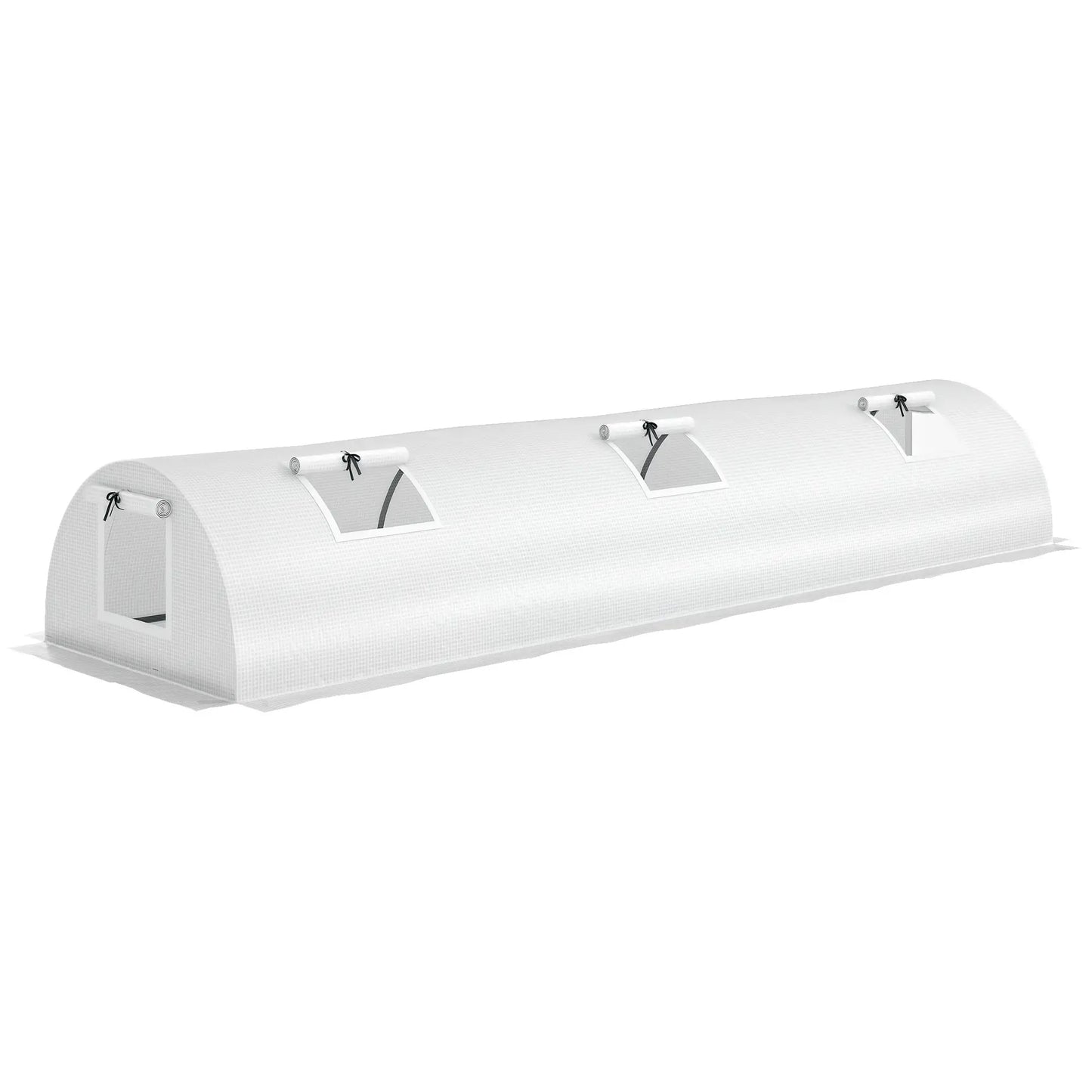 Portable Mini Greenhouse, 10' x 3' x 2', 5 Mesh Windows, Steel Frame, White