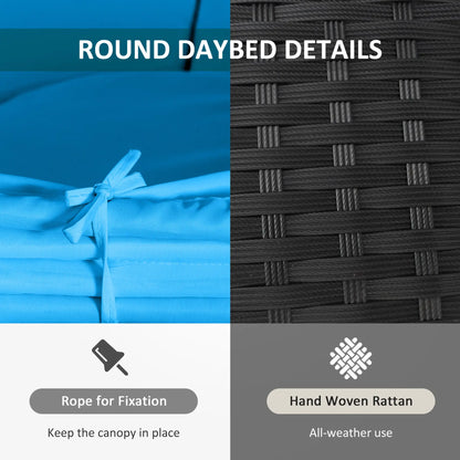 4-Piece Round Sofa Bed, Outdoor Daybed, Retractable Canopy, PE Rattan Daybeds at Gallery Canada