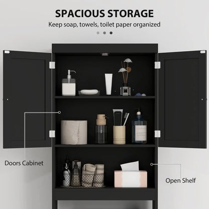 Over Toilet Cabinet, Bathroom Storage with Barn Doors, Open Shelf, Black Bathroom Cabinets at Gallery Canada