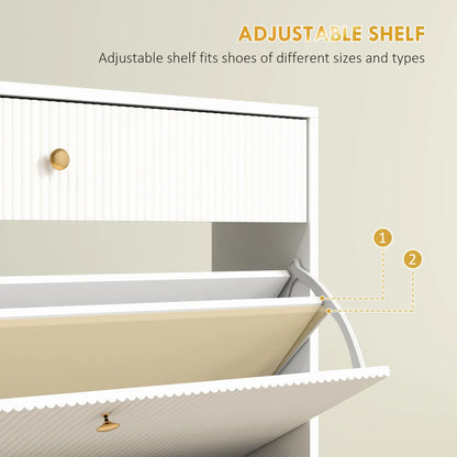 Narrow Shoe Storage Cabinet, Adjustable Shelves, 12 Pairs, White Shoe Storage Cabinets & Racks at Gallery Canada