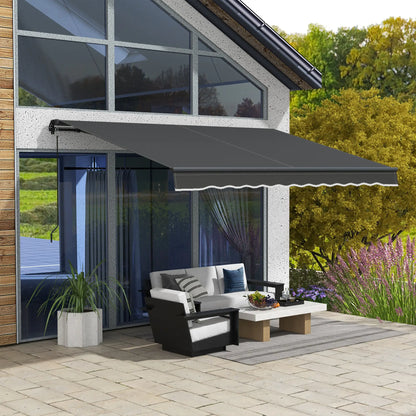 12' x 10' Retractable Awning, UV Resistant Sunshade, Black Patio Awnings at Gallery Canada