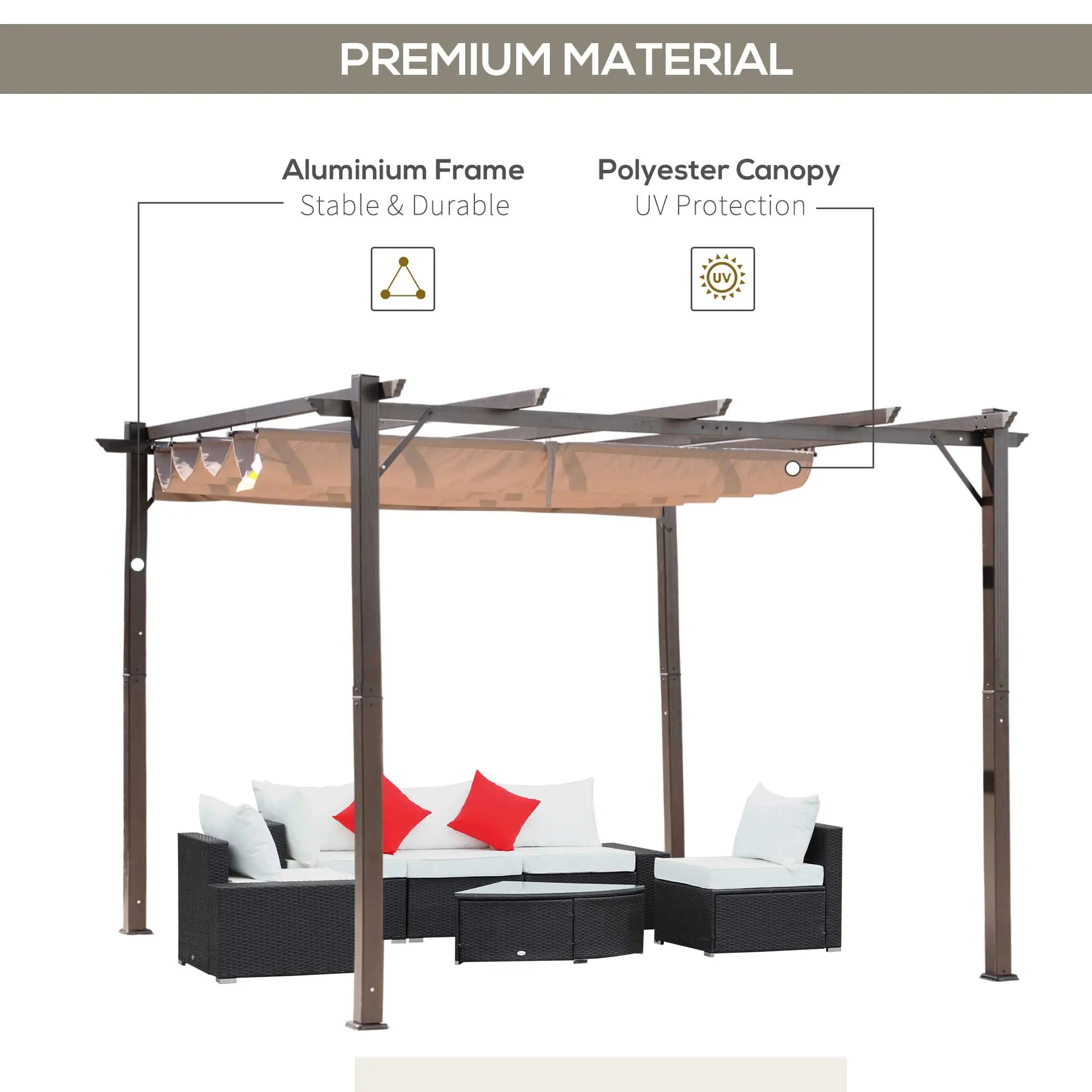 10' x 10' Aluminum Pergola Gazebo, Outdoor Canopy, Garden Sunshade Pergolas at Gallery Canada