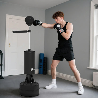 Freestanding Boxing Punch Bag Stand with 360° Rotating Flexible Arm, Speed Ball, Waterable and Sandable Base, Black Punching Bag Stands at Gallery Canada