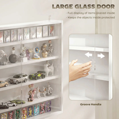 5-storey Display Cabinet, Shot Glass Display Case, Glass Curio Cabinet with 2 Glass Doors and 4 Adjustable Shelves, White Display Bookshelves at Gallery Canada