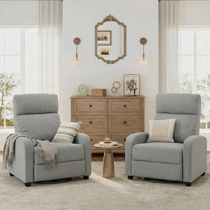 Fabric Recliner Manual Sofa Armchair, Light Grey Single Sofas at Gallery Canada