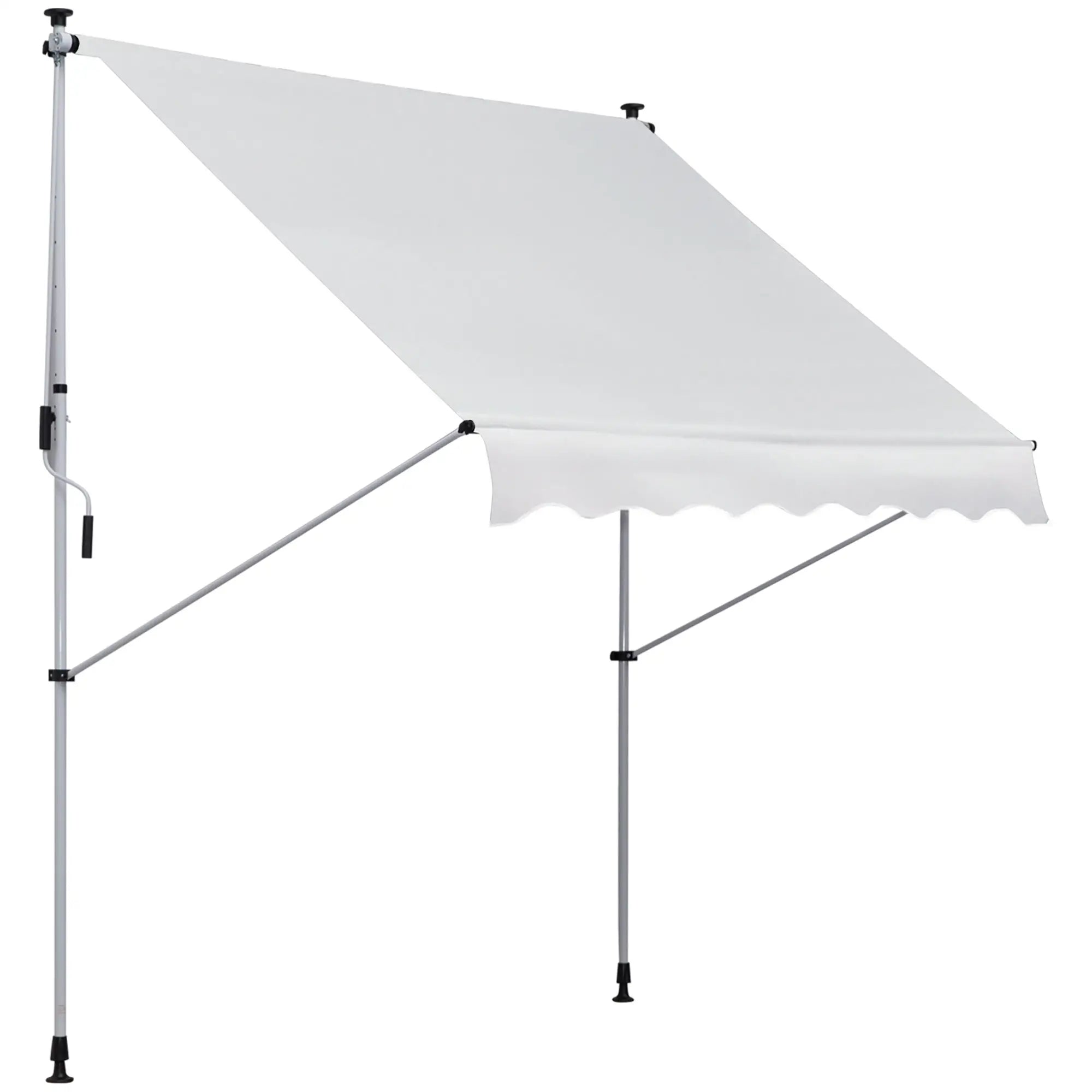 6.6'x5' Manual Retractable Patio Awning, Sun Shade, Water Resistant, White Door Awnings White at Gallery Canada