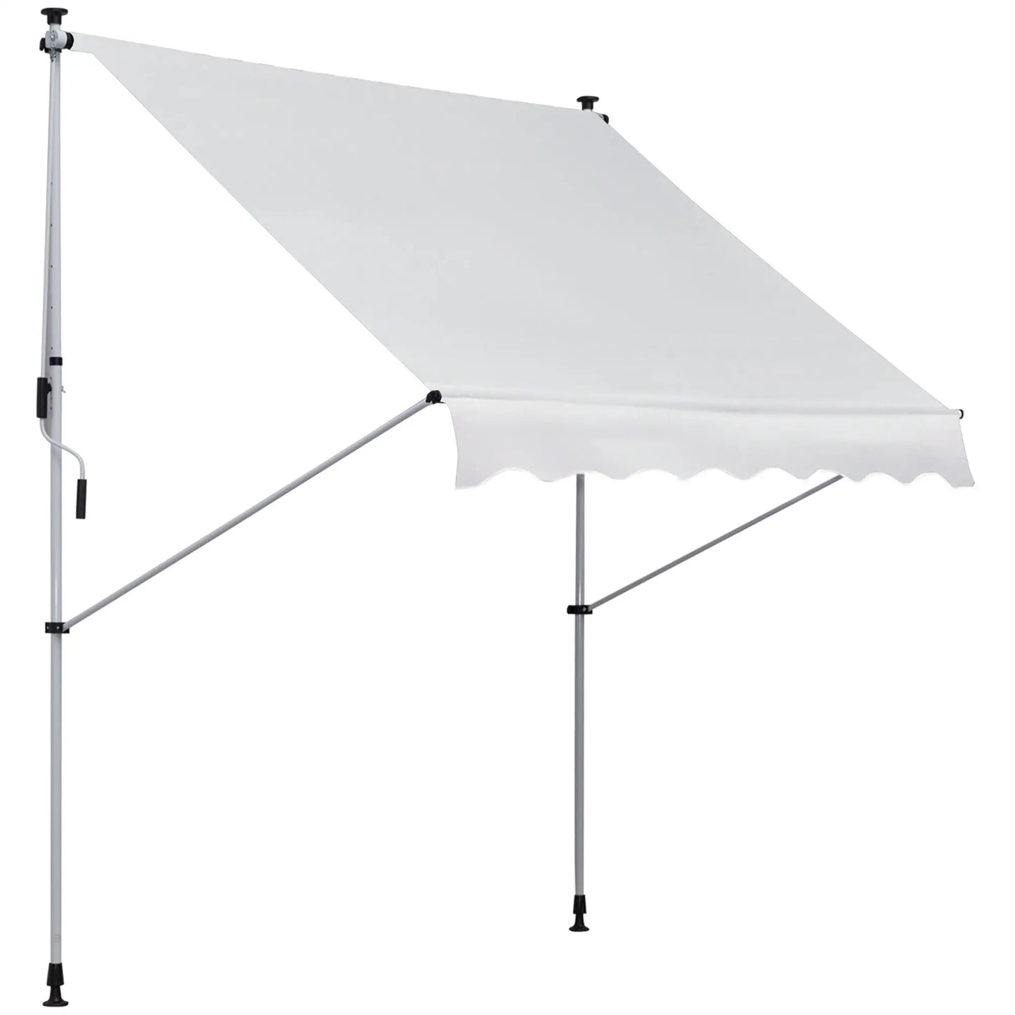 6.6'x5' Manual Retractable Patio Awning, Sun Shade, Water Resistant, White Door Awnings White at Gallery Canada