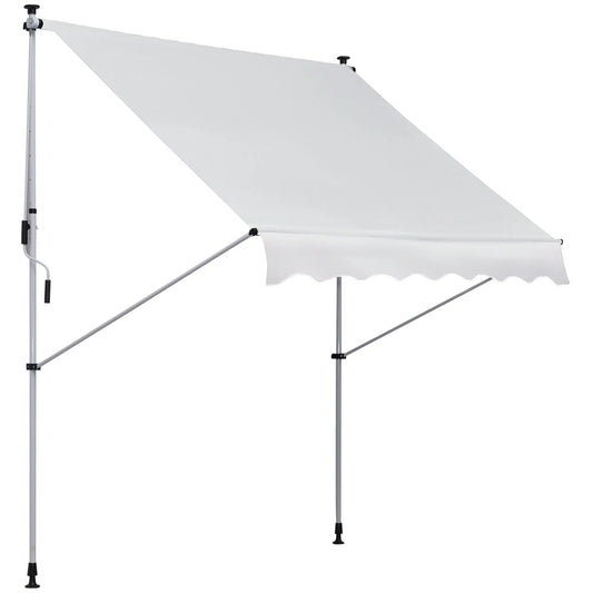 6.6'x5' Manual Retractable Patio Awning, Sun Shade, Water Resistant, White Door Awnings White at Gallery Canada