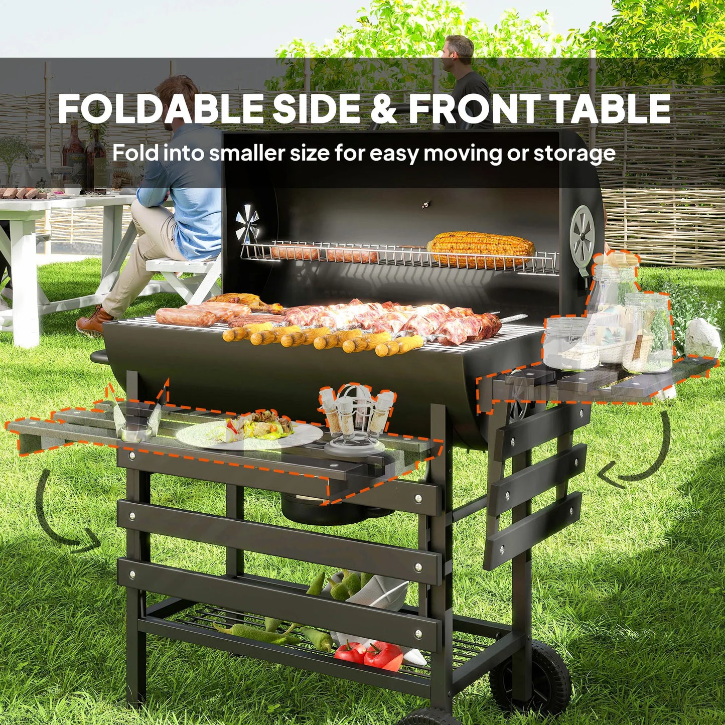 29 Inch Charcoal BBQ Grill With Foldable Table, Black Charcoal BBQ Grils at Gallery Canada