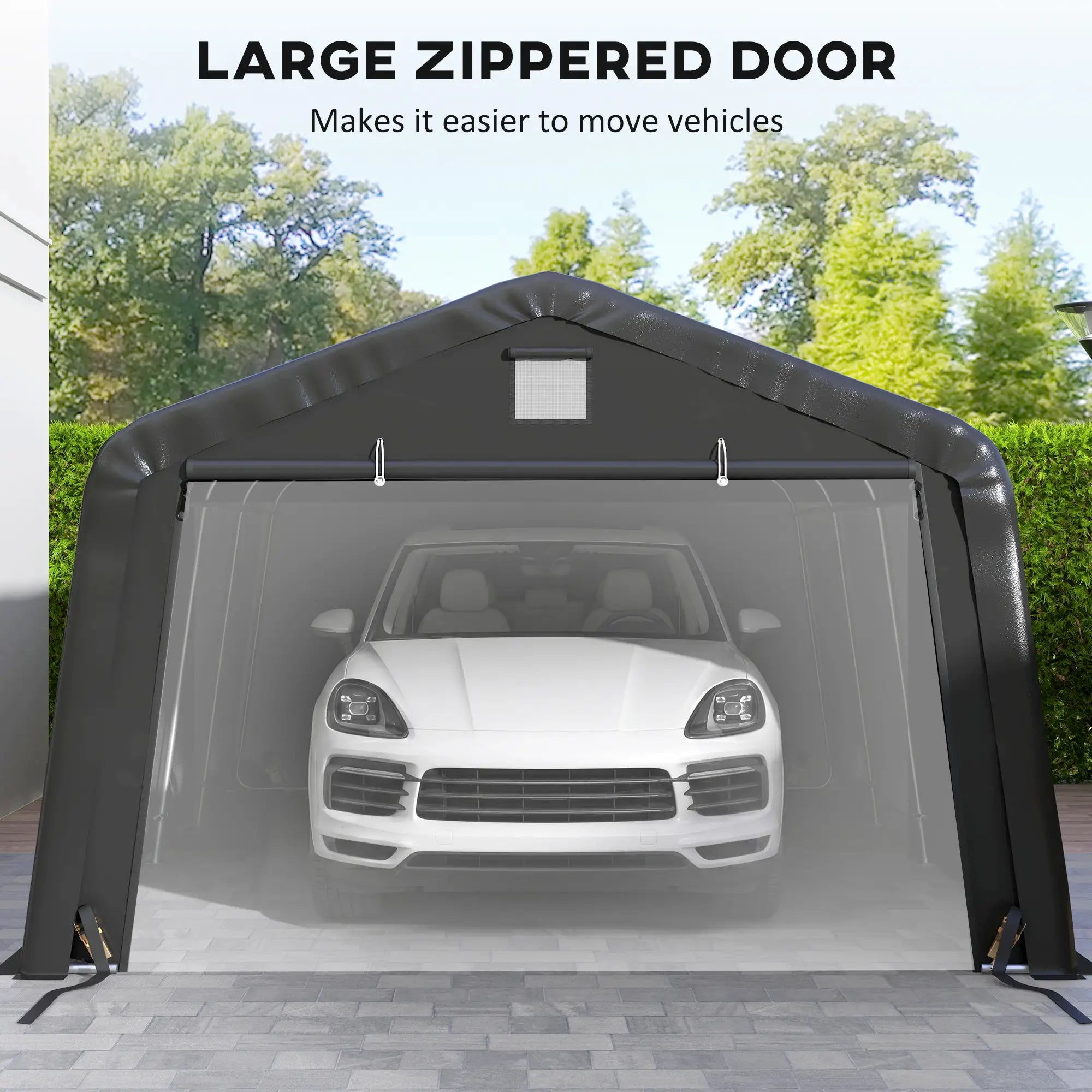 12' x 20' Portable Garage, Heavy Duty Carport Canopy, Black Car Shelters at Gallery Canada