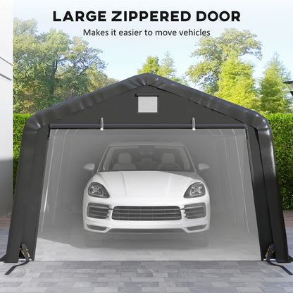 12' x 20' Portable Garage, Heavy Duty Carport Canopy, Black Car Shelters at Gallery Canada