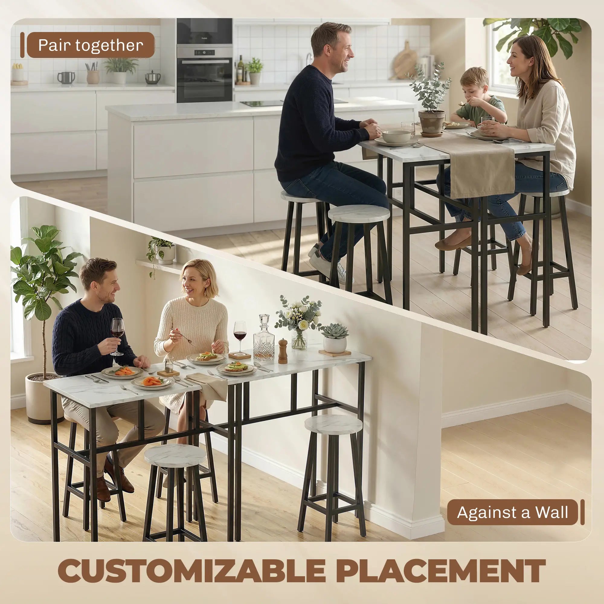 Bar Table Set Of 6, White Marble Breakfast Table And 4 Stools, White Bar Sets at Gallery Canada