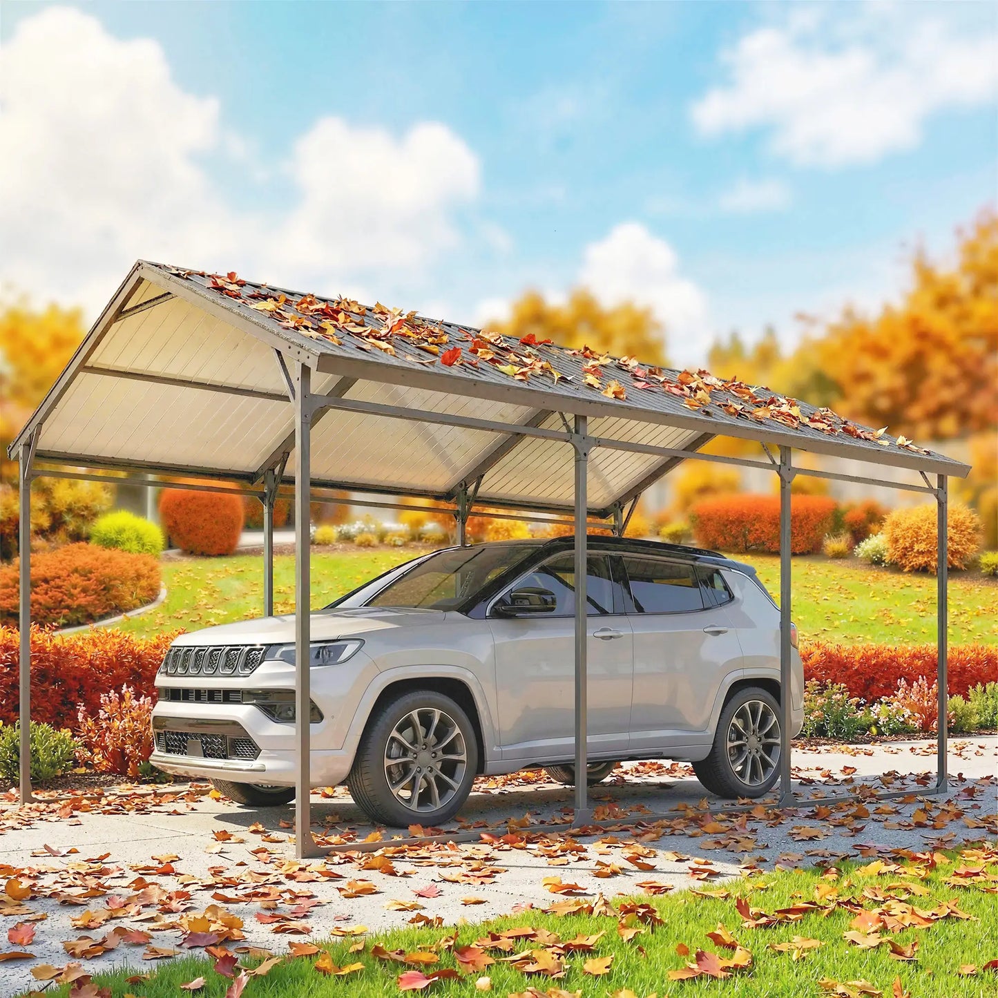 10 x 15ft Metal Carport, Heavy-Duty Canopy With Reinforced Steel Frame Car Shelters at Gallery Canada