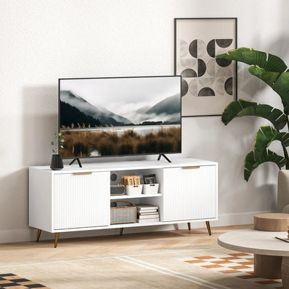 TV Stand for 55 Inch TV, Modern Cabinet with 2 Shelves, 2 Cabinets, White TV Stands at Gallery Canada