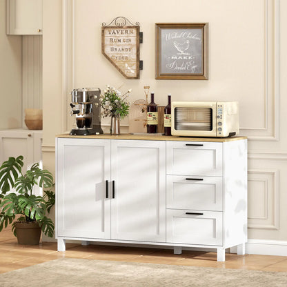Buffet Cabinet with Soft Close Doors, Modern Sideboard with 3 Drawers, White Bar Cabinets at Gallery Canada