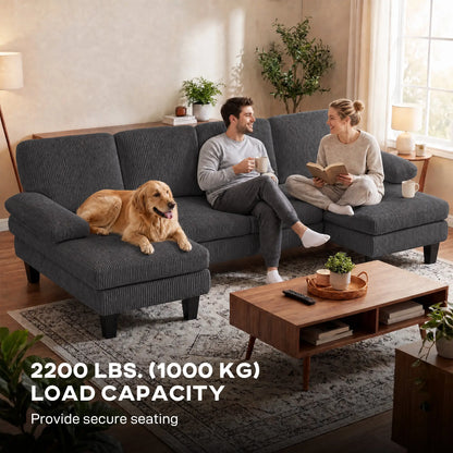 U Shaped Sectional Sofa, Double Chaise, 2200lb Capacity, Dark Grey 3-Seater Sofas at Gallery Canada