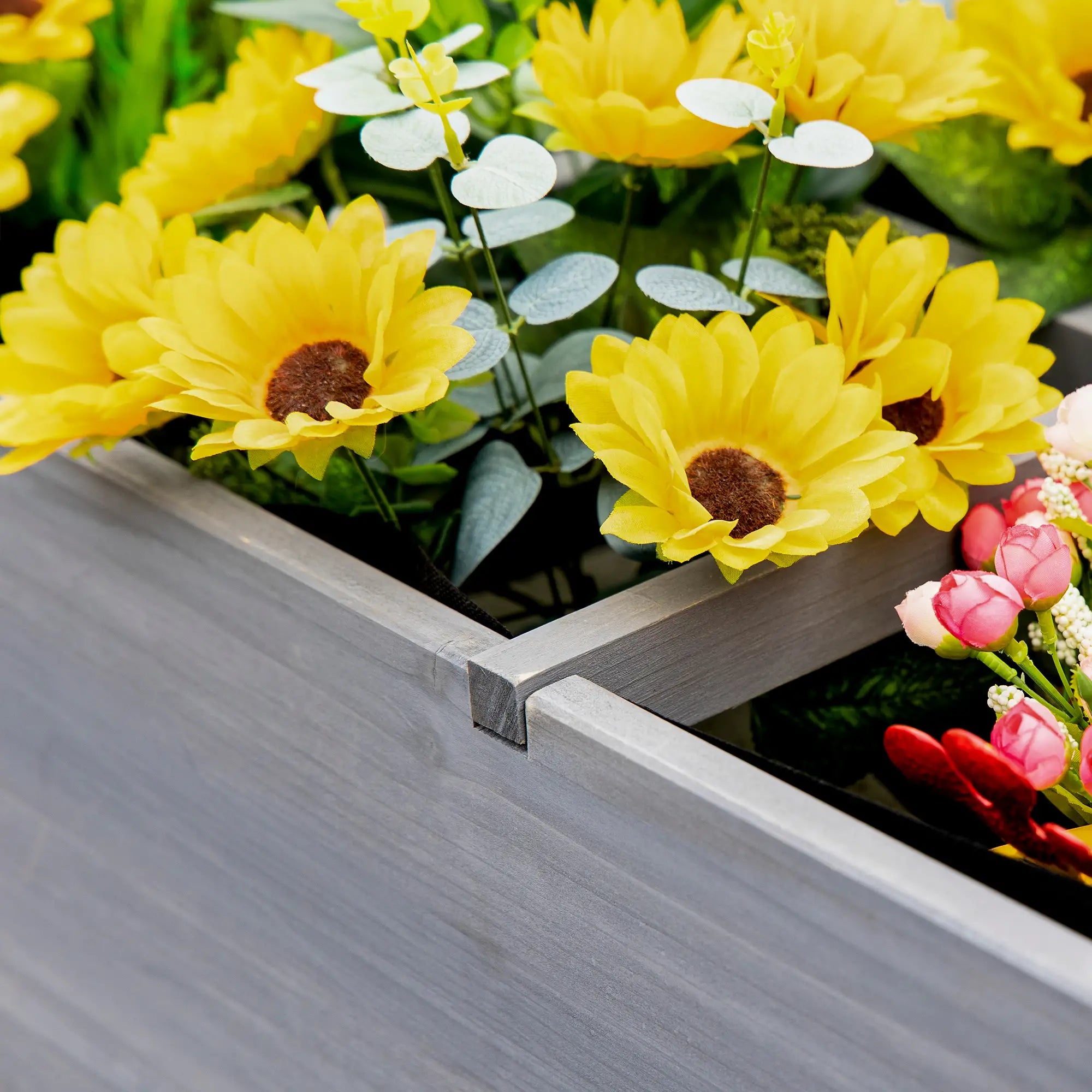 Raised Garden Bed, 8 Grids with Storage Shelf, Elevated Planter Box, Grey Elevated Garden Beds at Gallery Canada