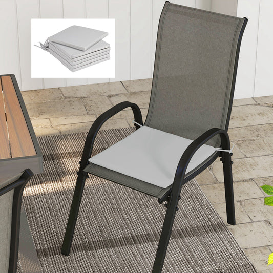 6-Piece Seat Cushion Pillows Replacement, Patio Chair Cushions Set with Ties for Indoor Outdoor, Light Grey - Gallery Canada