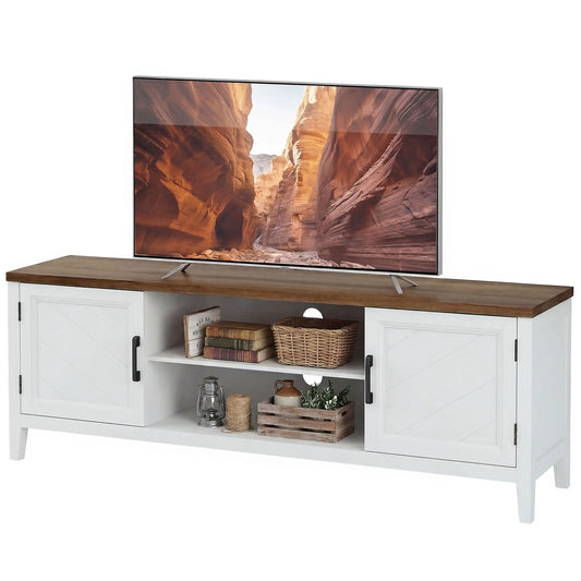 TV Stand For 42 Inch TVs, 2 Shelves 2 Cabinets, White Brown TV Stands White, Brown, Black at Gallery Canada