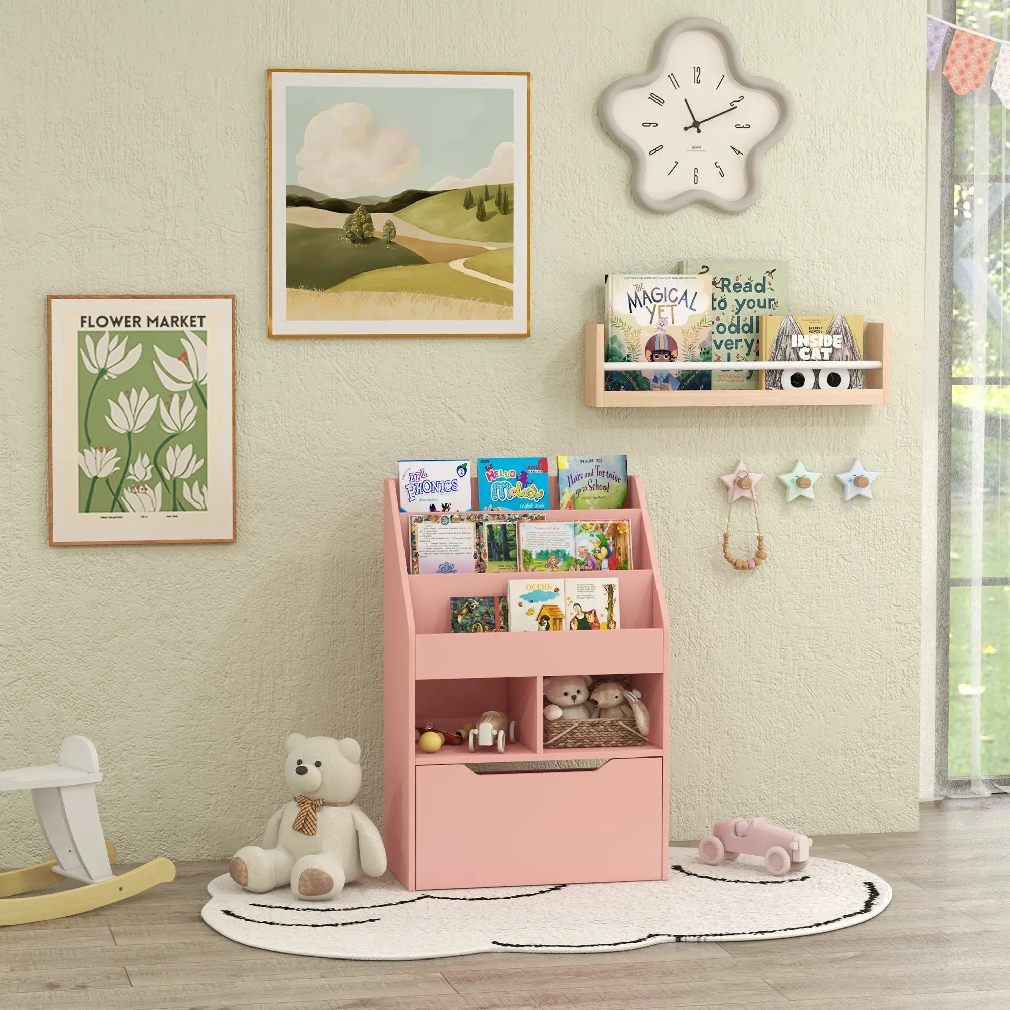Kids Bookcase with Storage Drawer, for Classroom, Bedroom, Pink Baby & Kids Storage at Gallery Canada
