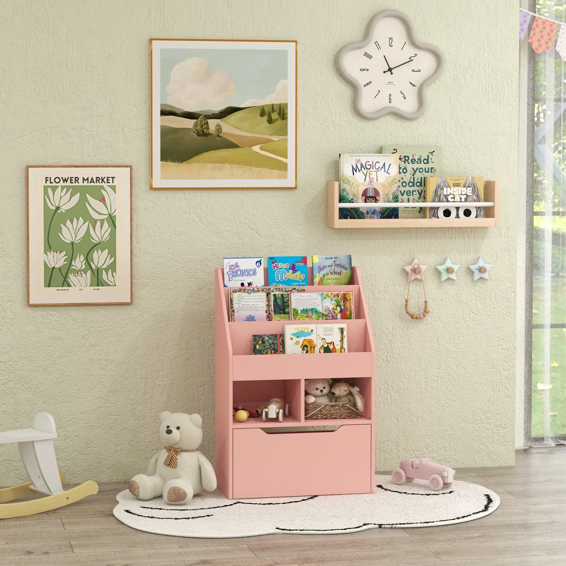 Kids Bookcase with Storage Drawer, for Classroom, Bedroom, Pink Baby & Kids Storage at Gallery Canada