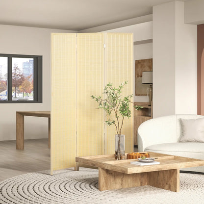 Woven Bamboo Room Divider, 3 Panel Folding Privacy Screen, Natural Wood Room Dividers at Gallery Canada