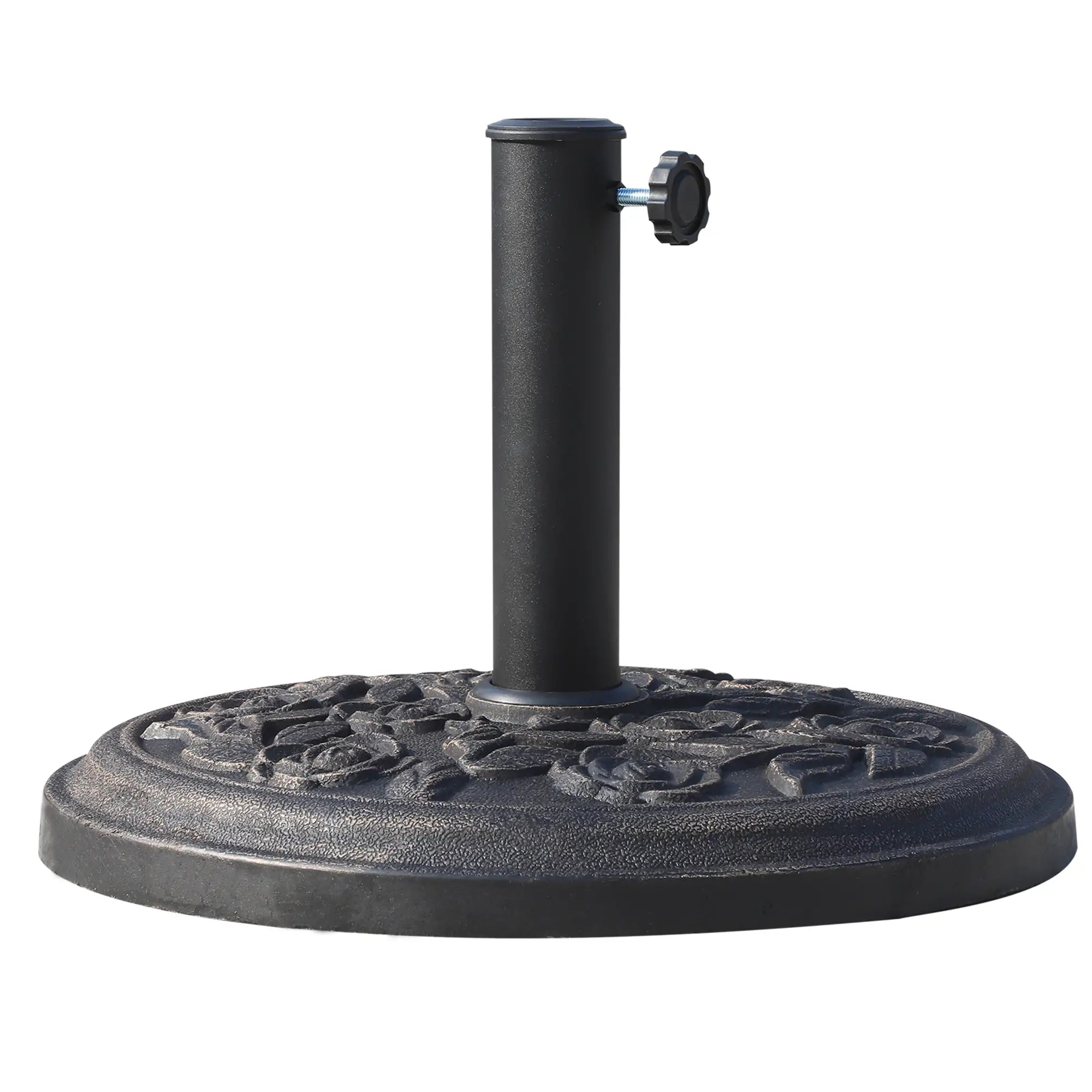 18” Round Patio Umbrella Base, Cast Stone Resin, Bronze Umbrella Bases at Gallery Canada