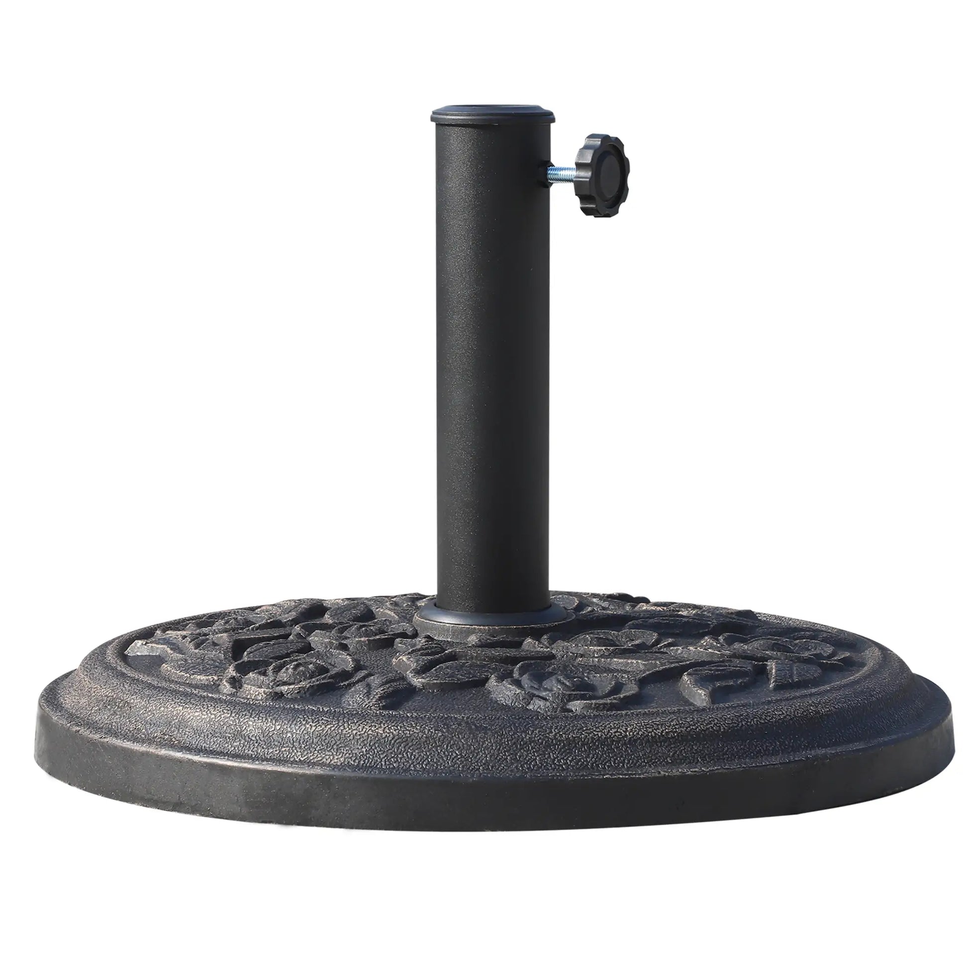 18” Round Patio Umbrella Base, Cast Stone Resin, Bronze Umbrella Bases at Gallery Canada