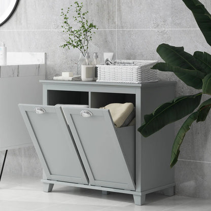 Tilt-Out Laundry Cabinet, Bathroom Organizer, Two-Compartment Hamper, Grey Bathroom Cabinets at Gallery Canada