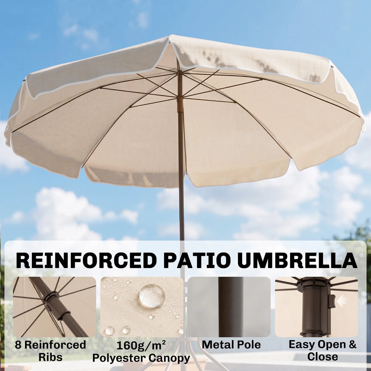 6 Piece Outdoor Dining Set For 4 With Umbrella, Cream Outdoor Dining Sets at Gallery Canada