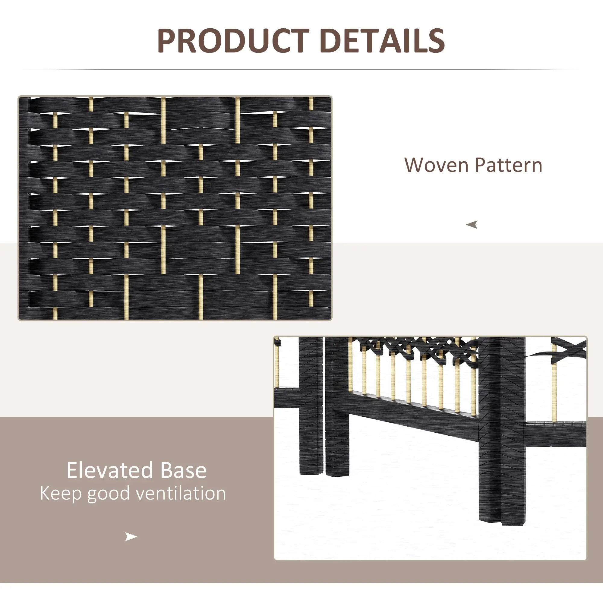 4 Panel Folding Room Divider, Portable Privacy Screen, Black Room Dividers at Gallery Canada