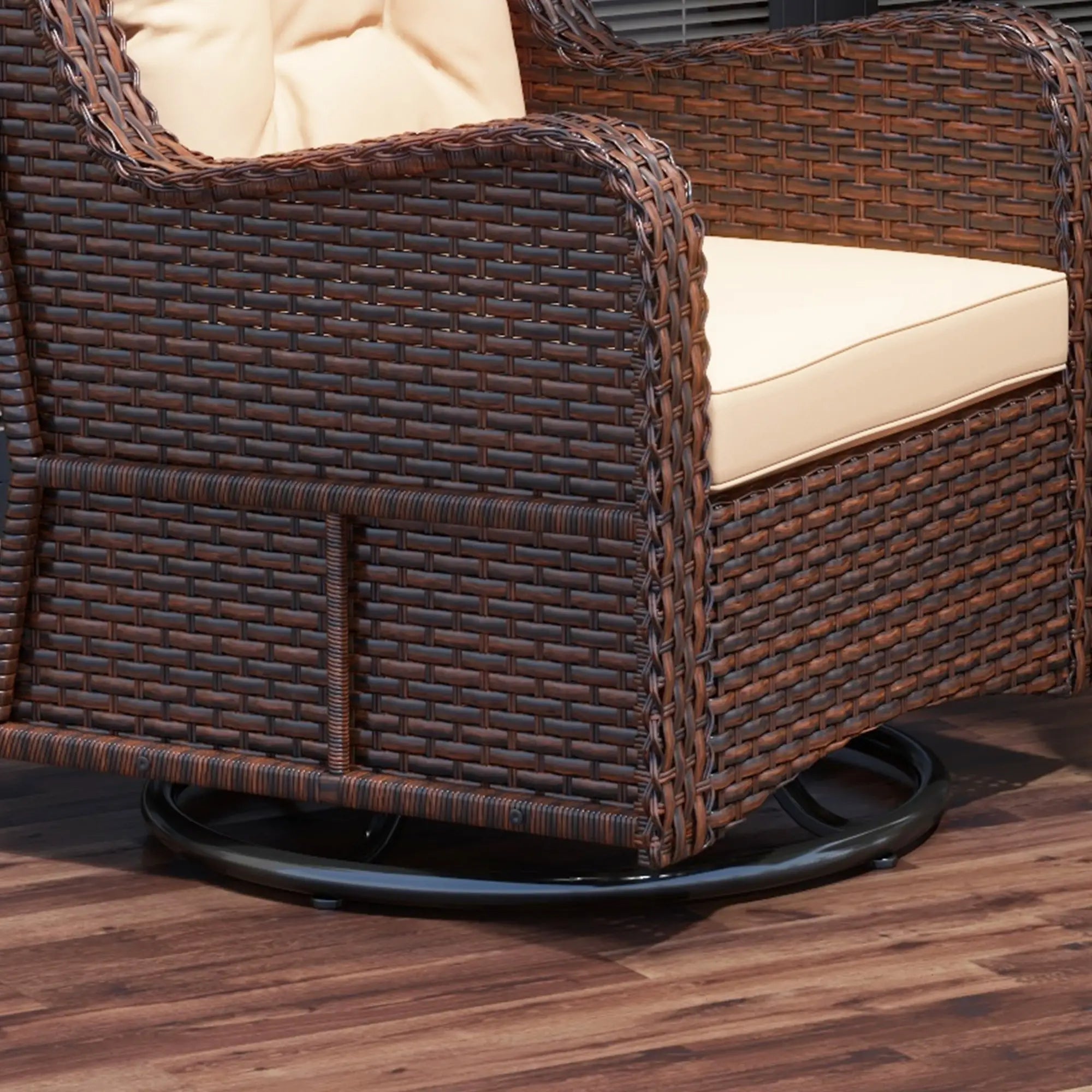 Rattan 360° Swivel Patio Chair with Cushion, Brown Patio Chairs at Gallery Canada