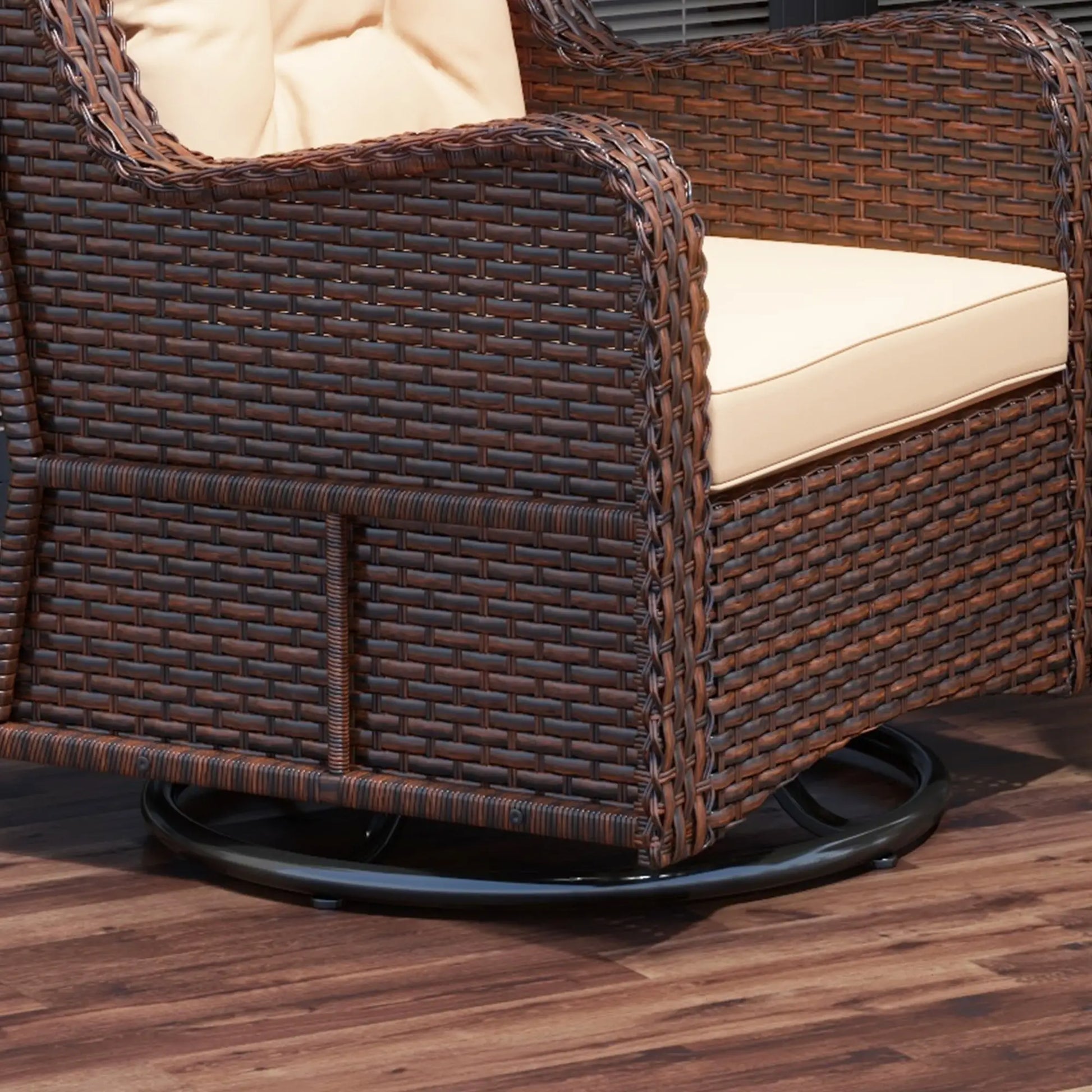 Rattan 360° Swivel Patio Chair with Cushion, Brown Patio Chairs at Gallery Canada