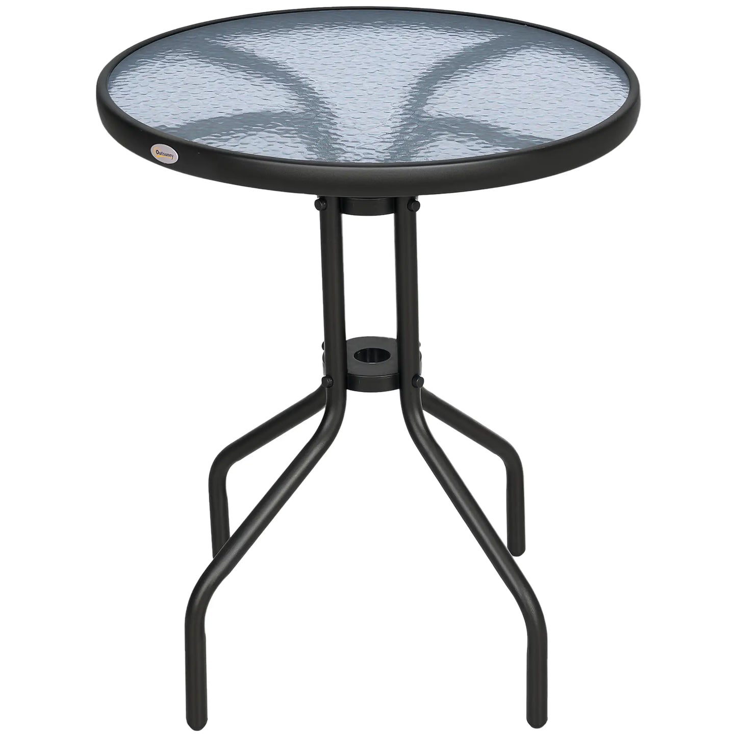 24" Round Patio Table, Tempered Glass Top, Steel Frame, Outdoor Dining Patio Side Tables Black and Transparent at Gallery Canada