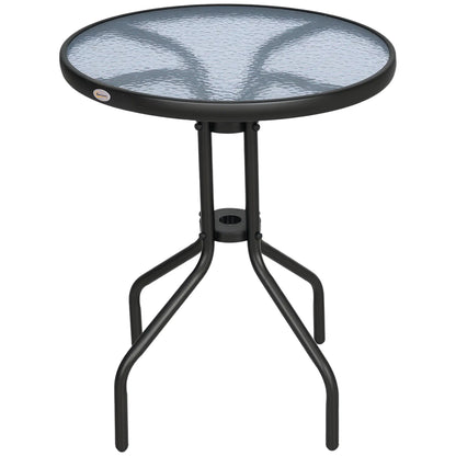24" Round Patio Table, Tempered Glass Top, Steel Frame, Outdoor Dining Patio Side Tables Black and Transparent at Gallery Canada