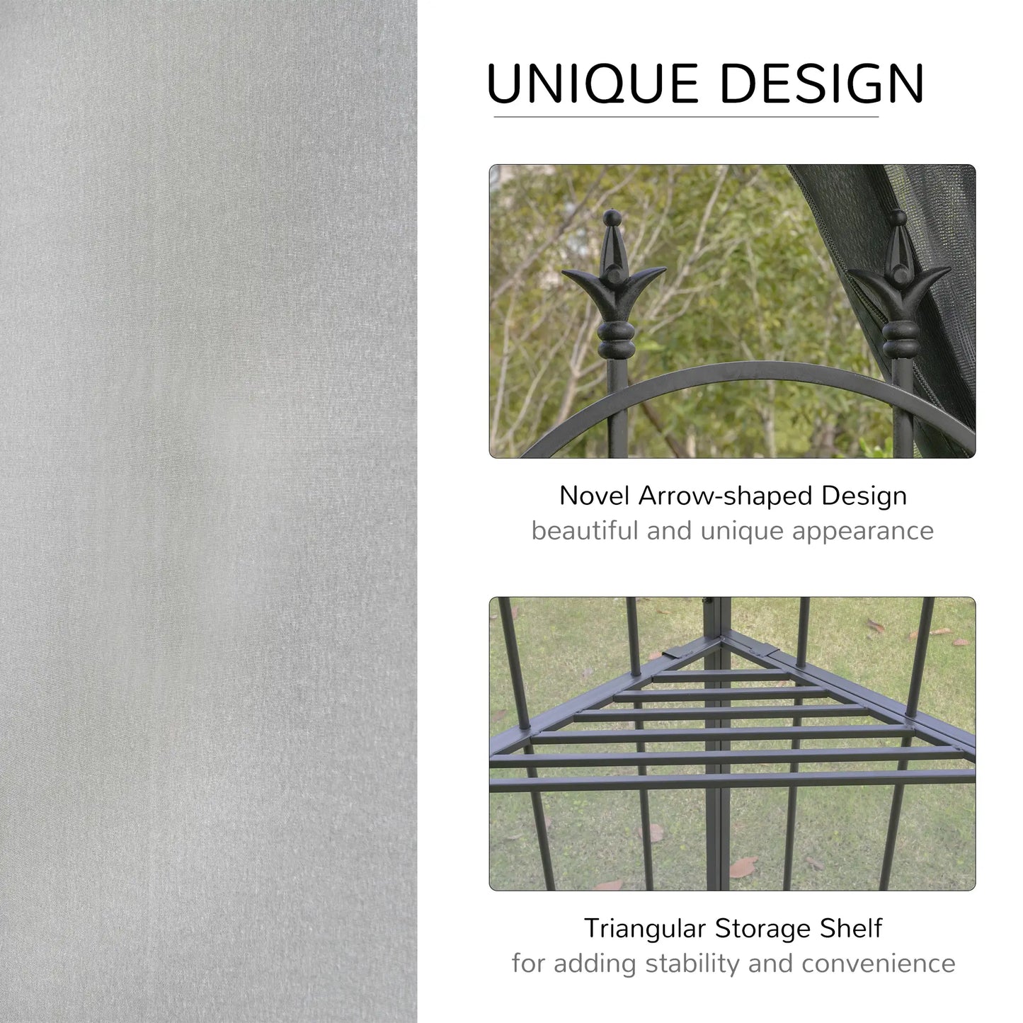 10' x 10' Steel Outdoor Gazebo, Removable Mesh Curtains, Grey Gazebos at Gallery Canada