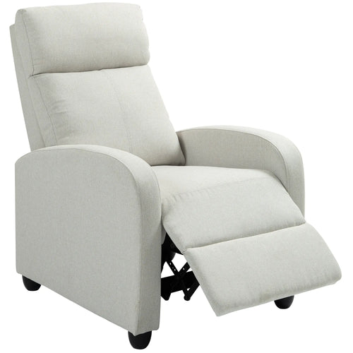 Fabric Recliner Chair, Manual Reclining Sofa, Padded Seat, Cream White