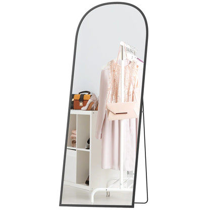 Arched Standing Mirror, 64" x 24", Full Length Mirror, Black