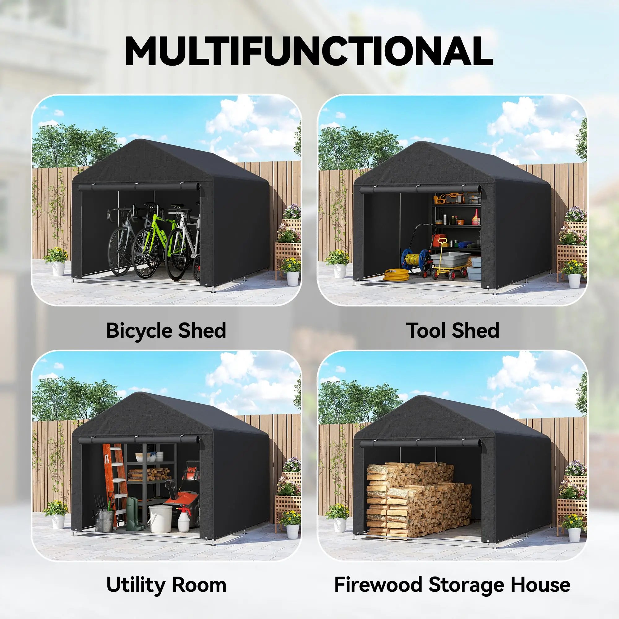 6.6' x 7.8' Portable Shed, Waterproof Bike Tent, Black Sheds at Gallery Canada