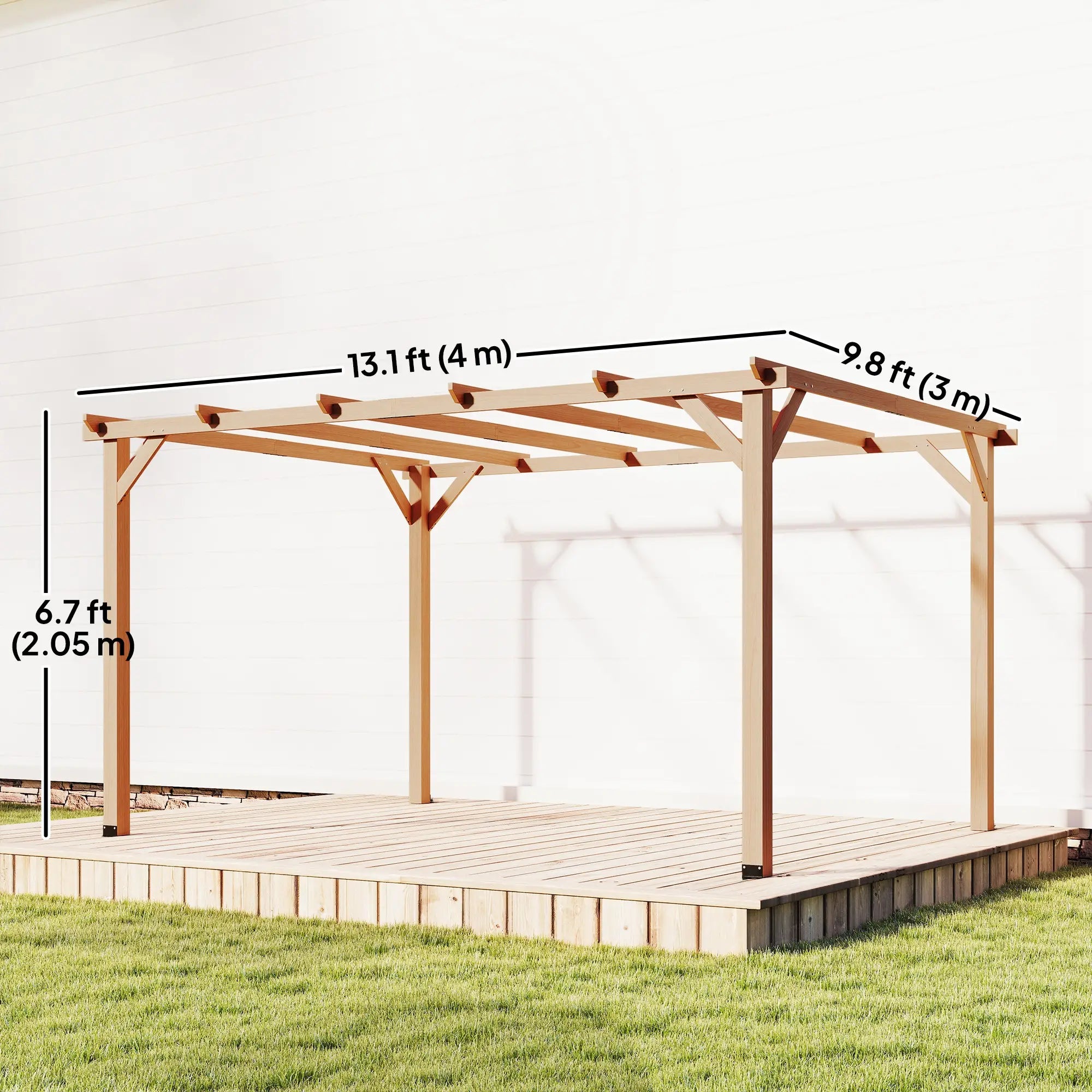 10' x 13' Wooden Pergola, Outdoor Gazebo Trellis, Concrete Anchors Pergolas at Gallery Canada