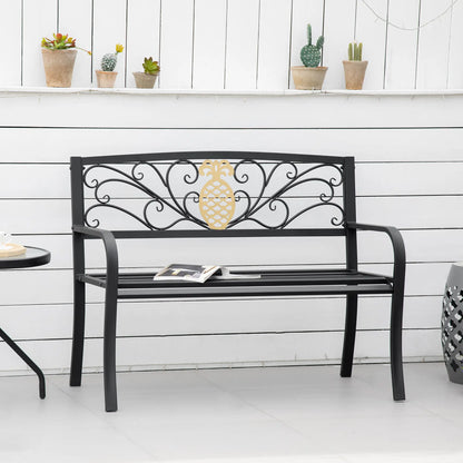 2 Seater Garden Bench, 45" x 21.75" x 35.5", Black and Gold Outdoor Benches at Gallery Canada