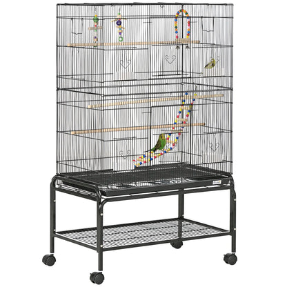 52" Bird Cage With Rolling Stand, Toys, For Budgies Canaries, Black Bird Cages Black at Gallery Canada