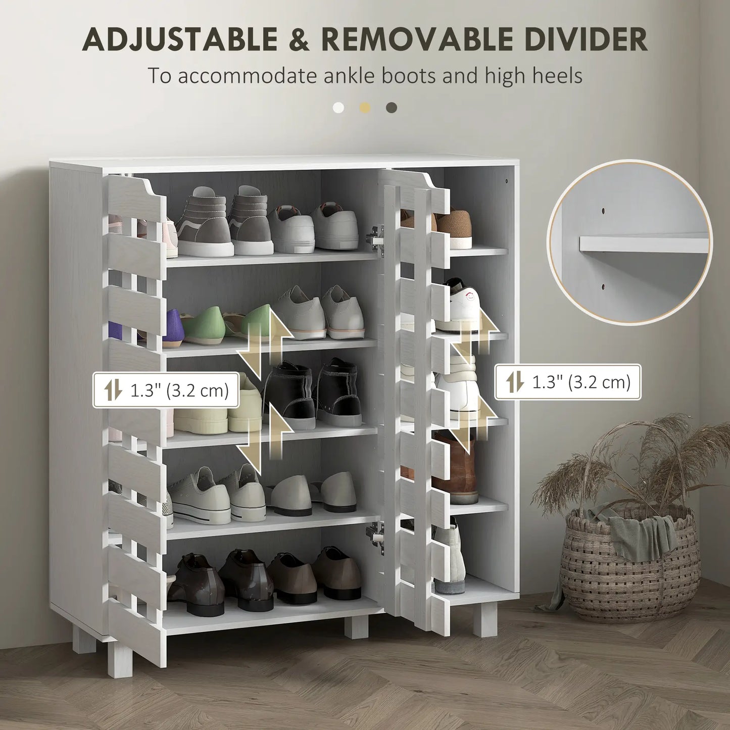 21 Pair Shoe Cabinet, 5-Tier Double Door Cupboard, White Shoe Storage Cabinets & Racks at Gallery Canada