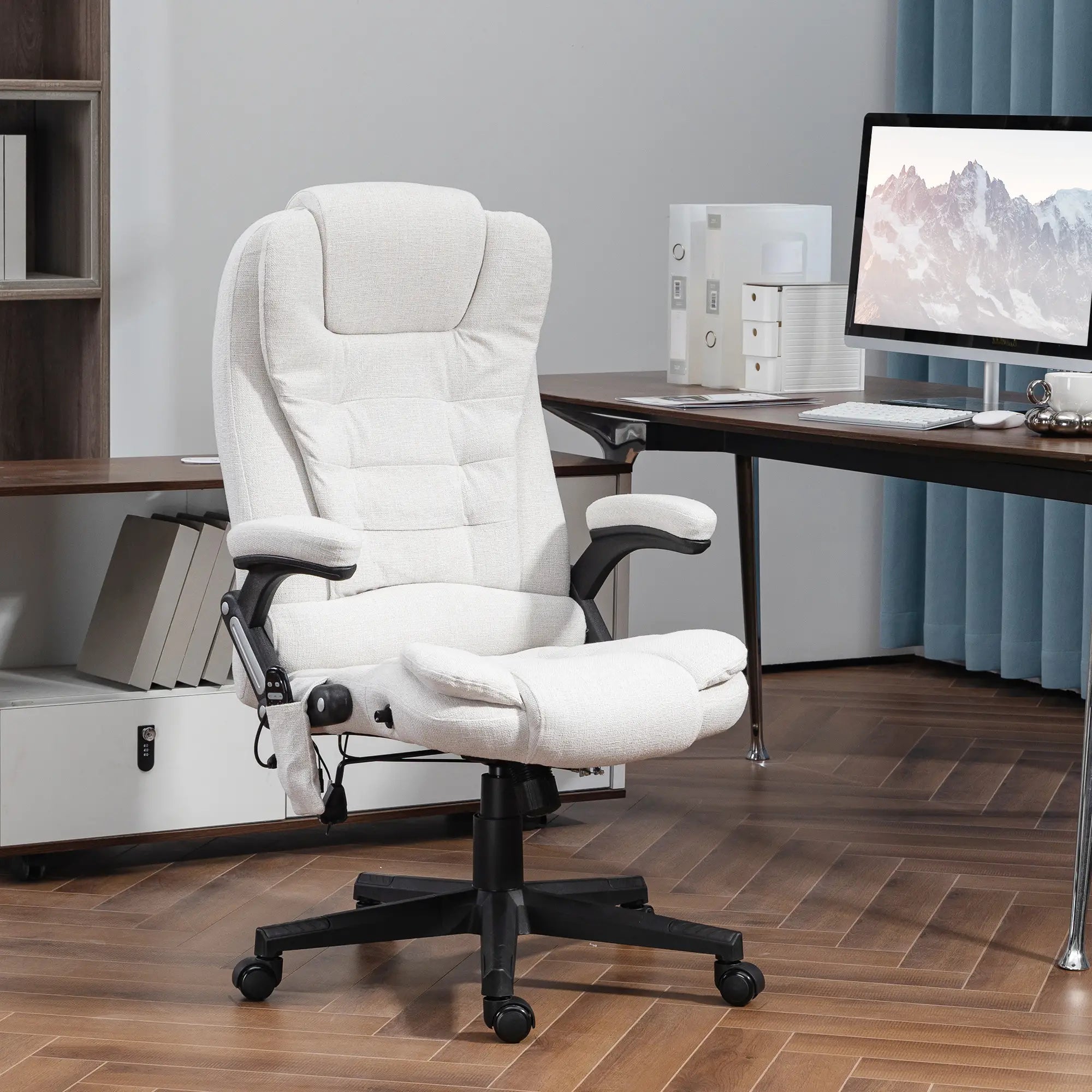 Reclining Massage Office Chair, High Back, Swivel Wheels, White Massage Chairs at Gallery Canada