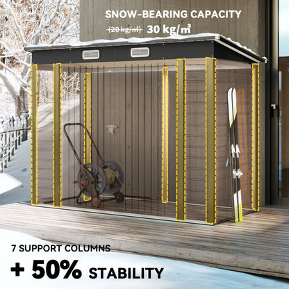 8 x 4FT Galvanized Metal Garden Storage Shed, Double Doors, 2 Vents, Teak Sheds at Gallery Canada